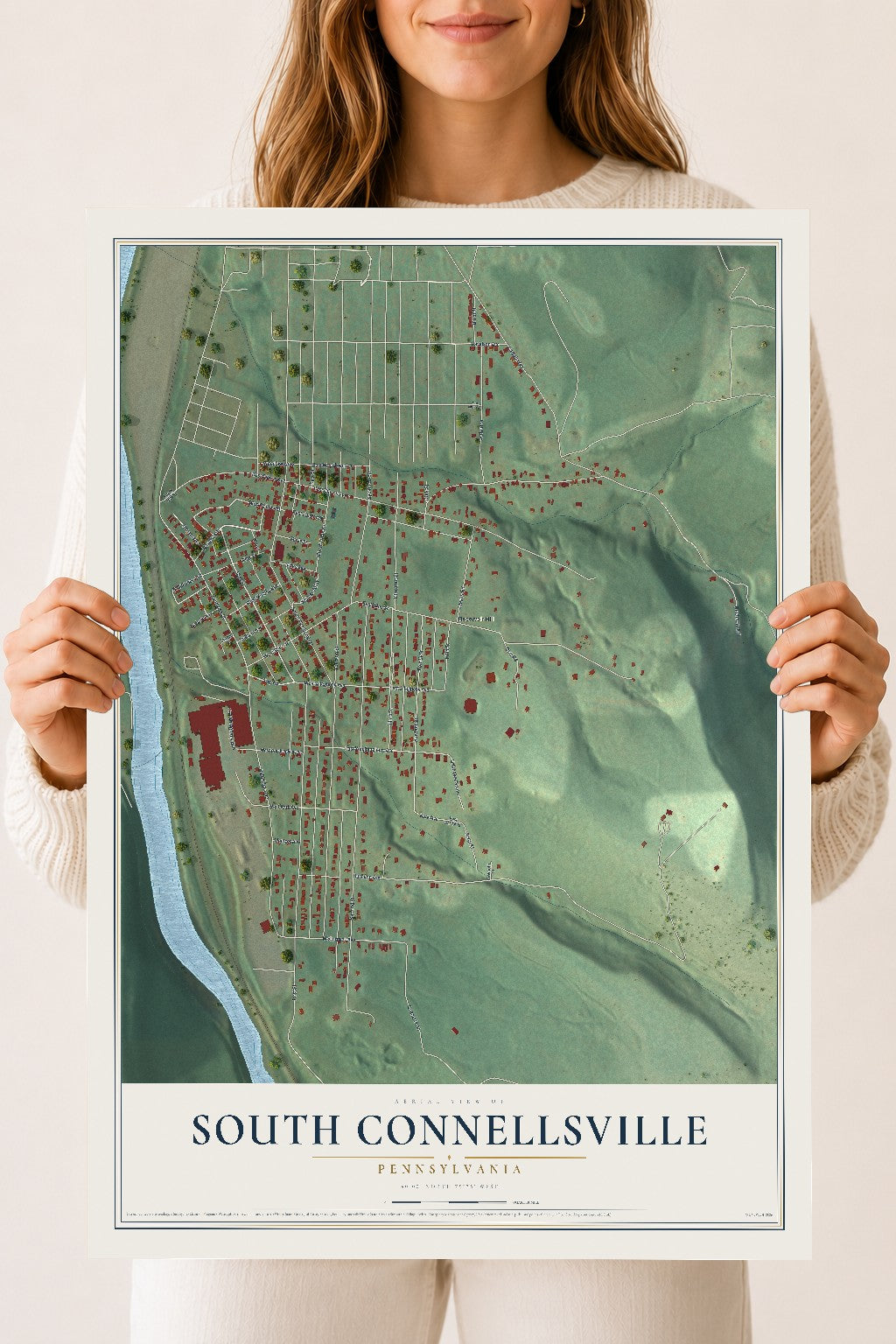 Map of South Connellsville, Pennsylvania, 18 x 24 inch unframed archival matte print