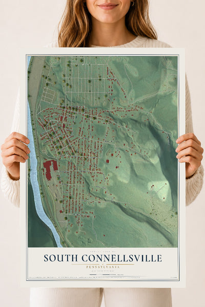 Map of South Connellsville, Pennsylvania, 18 x 24 inch unframed archival matte print