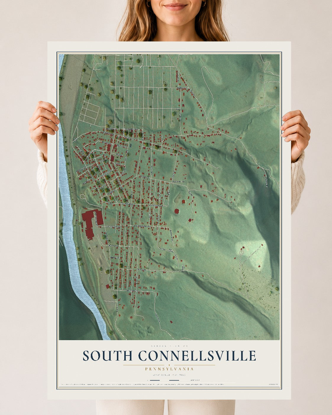 Map of South Connellsville, Pennsylvania, 24 x 36 inch unframed archival matte print