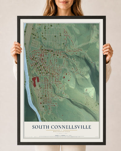 Map of South Connellsville, Pennsylvania, 24 x 36 inch print in a black wood frame