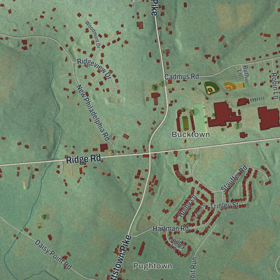 Close-up of the map of South Coventry, Pennsylvania print showing street and building detail