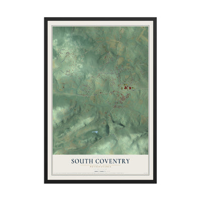 Map of South Coventry, Pennsylvania, 12 x 18 inch print in a black wood frame