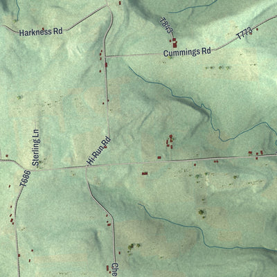 Close-up of the map of South Creek, Pennsylvania print showing street and building detail