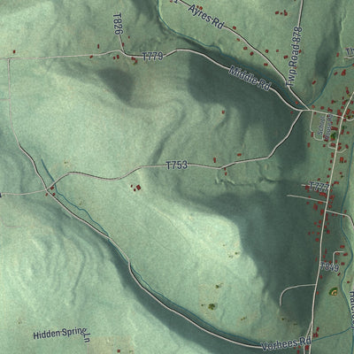 Second close-up of the map of South Creek, Pennsylvania print showing more streets and buildings