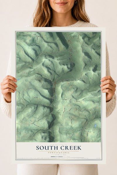 Map of South Creek, Pennsylvania, 18 x 24 inch unframed archival matte print