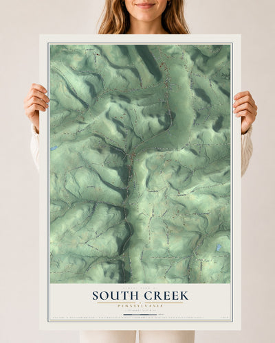 Map of South Creek, Pennsylvania, 24 x 36 inch unframed archival matte print