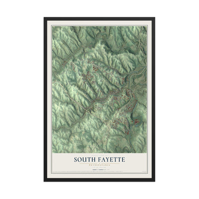 Map of South Fayette, Pennsylvania, 12 x 18 inch print in a black wood frame