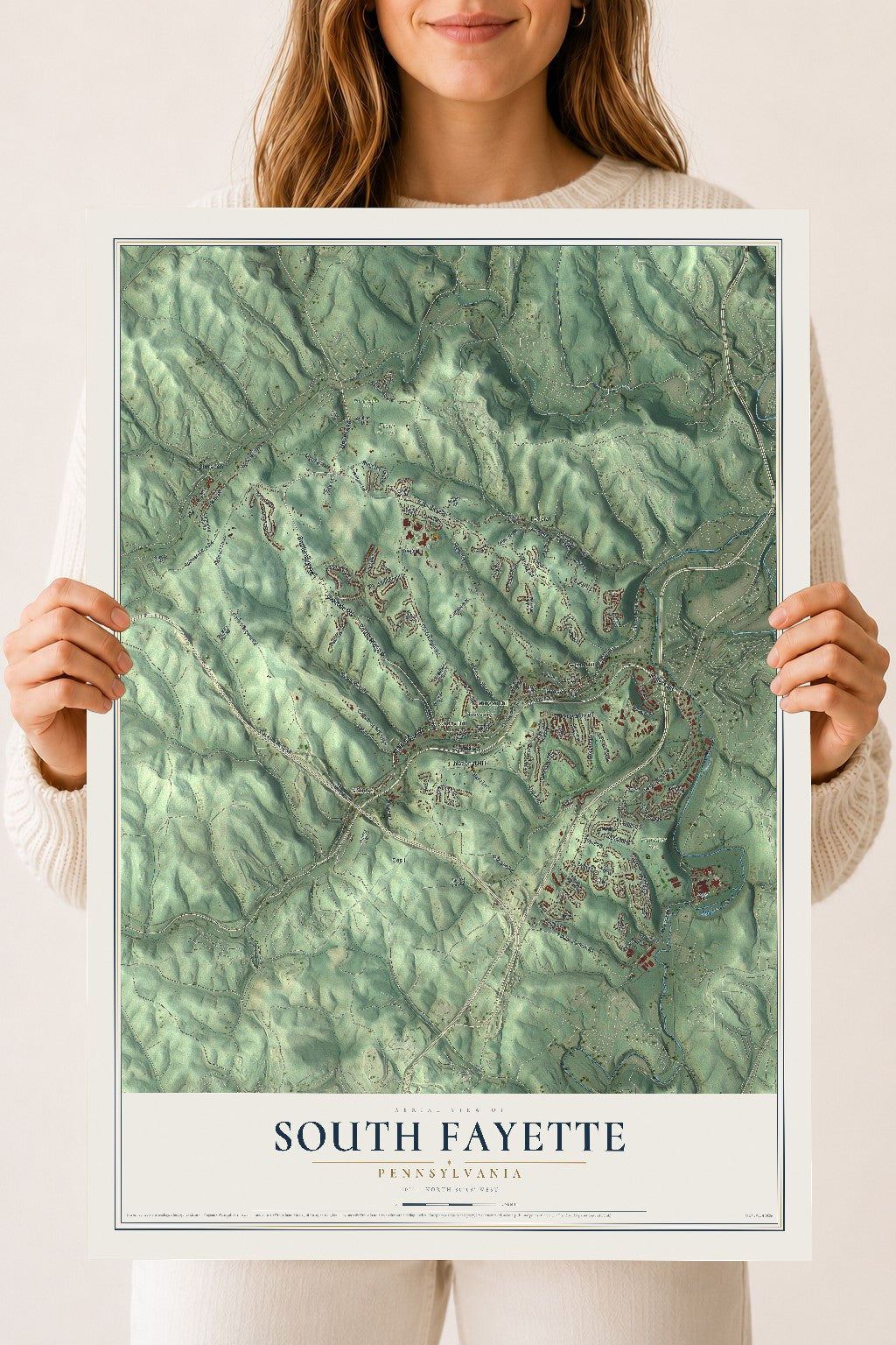 Map of South Fayette, Pennsylvania, 18 x 24 inch unframed archival matte print