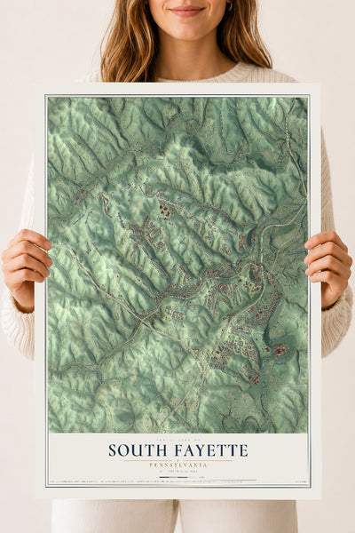 Map of South Fayette, Pennsylvania, 18 x 24 inch unframed archival matte print