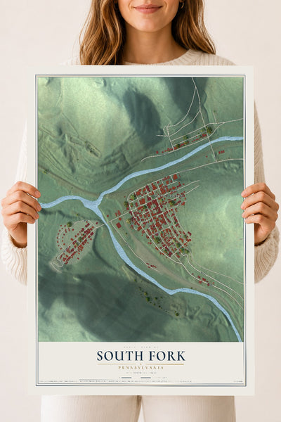 Map of South Fork, Pennsylvania, 18 x 24 inch unframed archival matte print