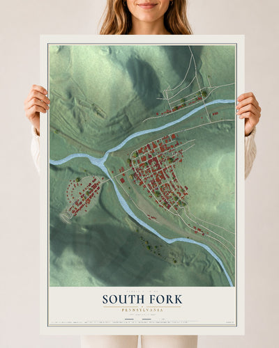 Map of South Fork, Pennsylvania, 24 x 36 inch unframed archival matte print