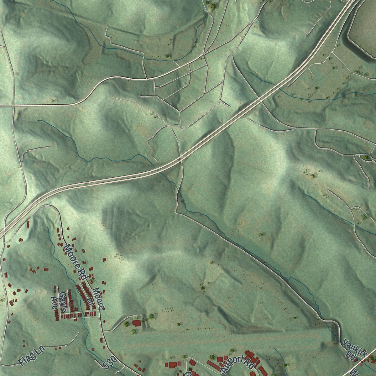 Second close-up of the map of South Franklin, Pennsylvania print showing more streets and buildings