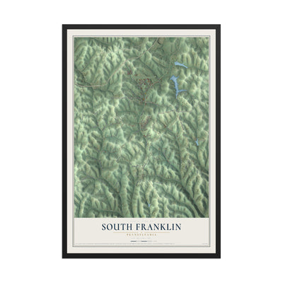 Map of South Franklin, Pennsylvania, 12 x 18 inch print in a black wood frame