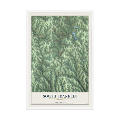 Map of South Franklin, Pennsylvania, 12 x 18 inch print in a white wood frame