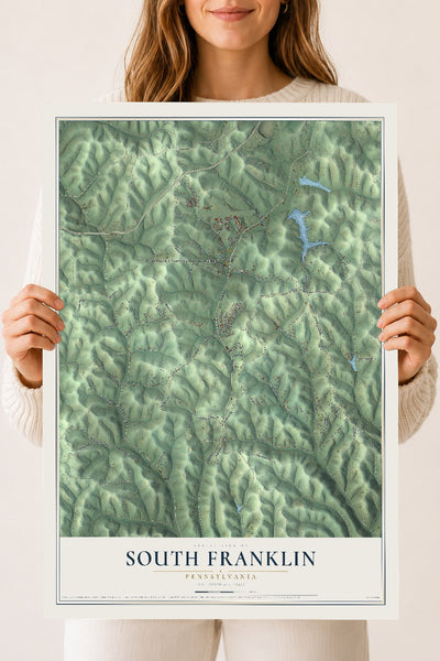 Map of South Franklin, Pennsylvania, 18 x 24 inch unframed archival matte print