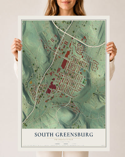 Map of South Greensburg, Pennsylvania, 24 x 36 inch unframed archival matte print