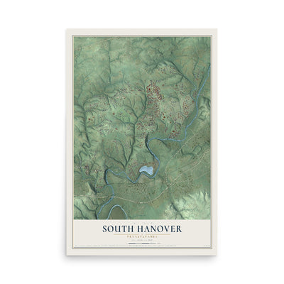 Map of South Hanover, Pennsylvania, 12 x 18 inch unframed archival matte print