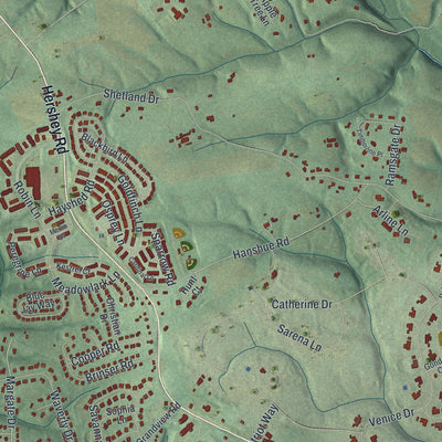 Close-up of the map of South Hanover, Pennsylvania print showing street and building detail