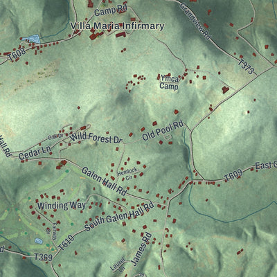Close-up of the map of South Heidelberg, Pennsylvania print showing street and building detail