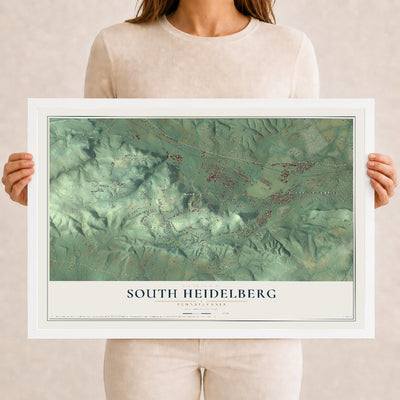 Map of South Heidelberg, Pennsylvania, 12 x 18 inch print in a white wood frame