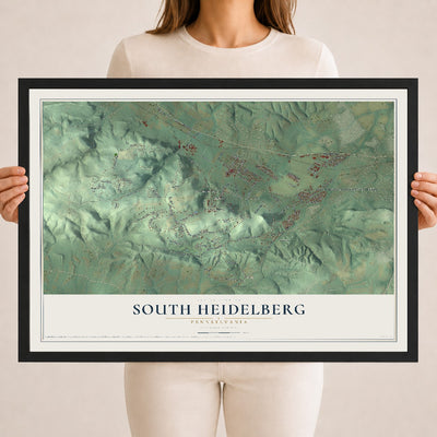Map of South Heidelberg, Pennsylvania, 18 x 24 inch print in a black wood frame