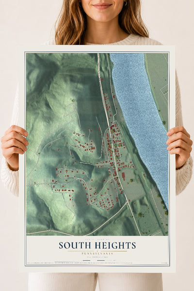 Map of South Heights, Pennsylvania, 18 x 24 inch unframed archival matte print