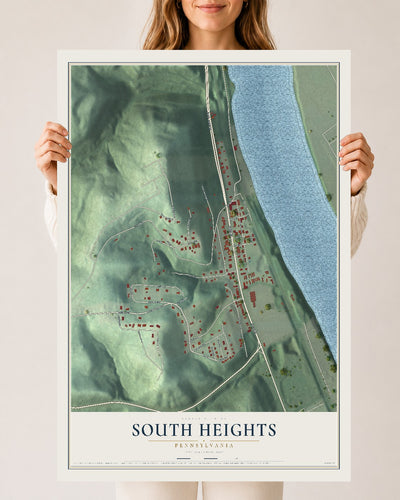 Map of South Heights, Pennsylvania, 24 x 36 inch unframed archival matte print