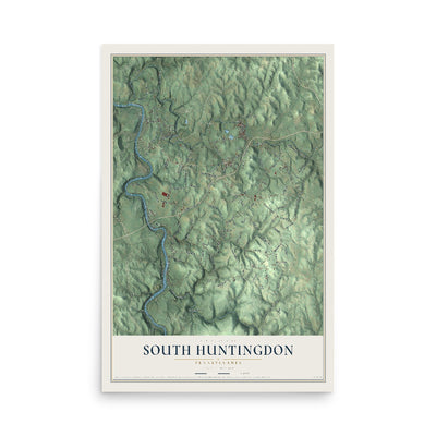 Map of South Huntingdon, Pennsylvania, 12 x 18 inch unframed archival matte print