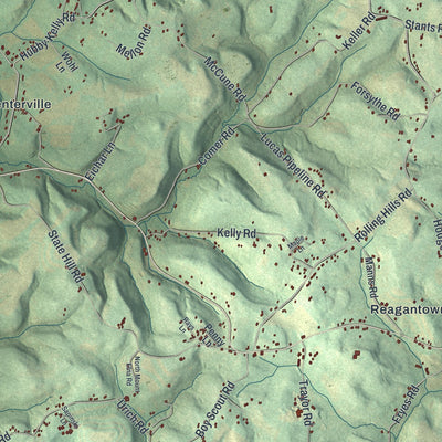 Close-up of the map of South Huntingdon, Pennsylvania print showing street and building detail