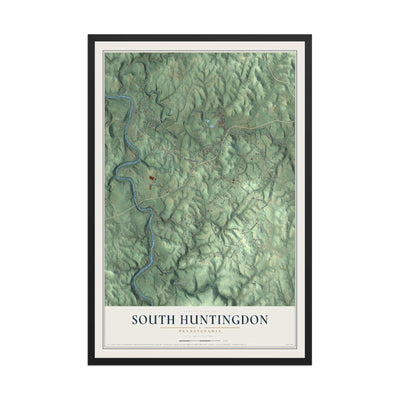 Map of South Huntingdon, Pennsylvania, 12 x 18 inch print in a black wood frame