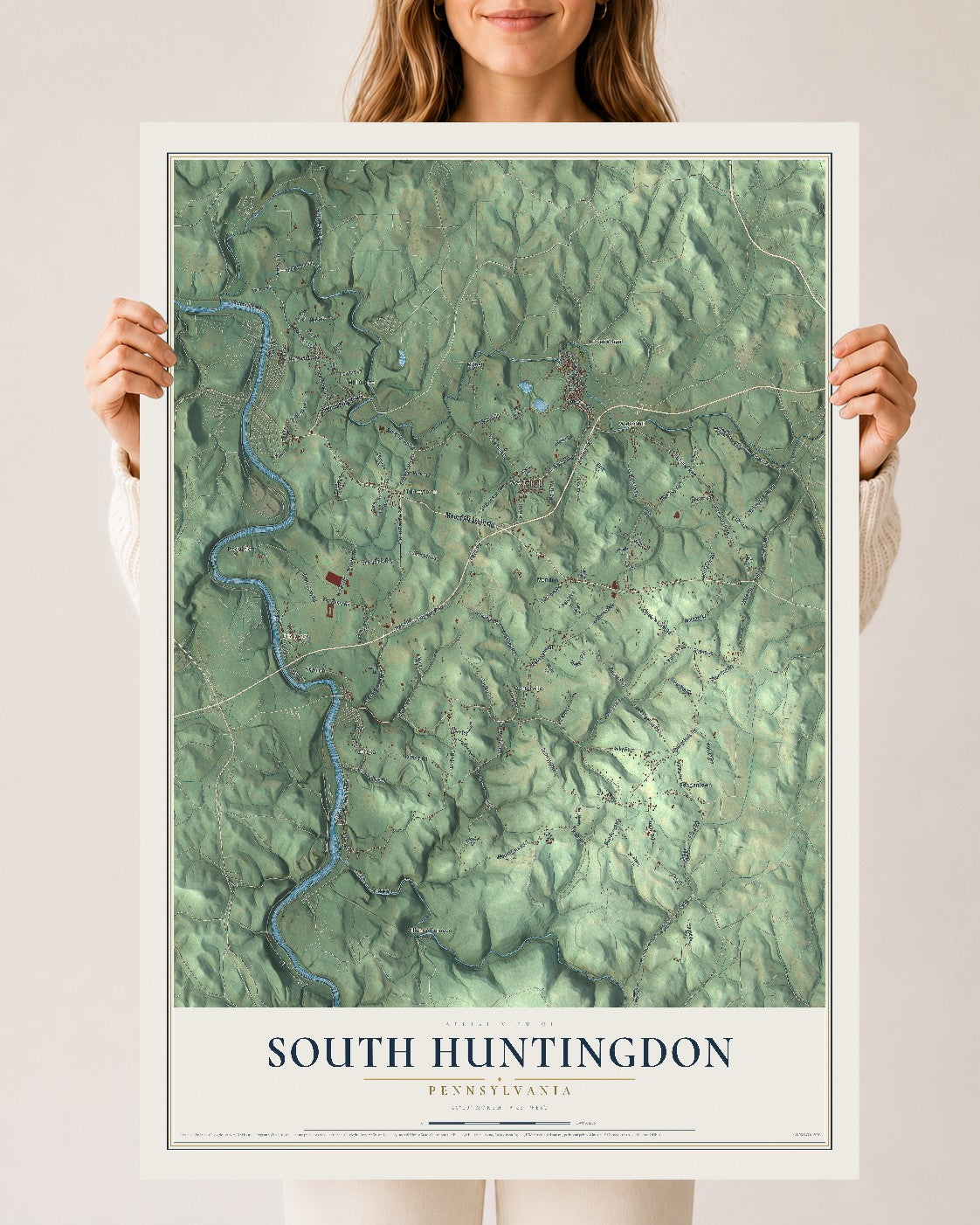 Map of South Huntingdon, Pennsylvania, 24 x 36 inch unframed archival matte print
