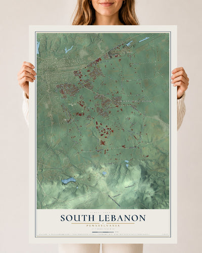 Map of South Lebanon, Pennsylvania, 24 x 36 inch unframed archival matte print