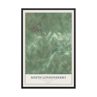 Map of South Londonderry, Pennsylvania, 12 x 18 inch print in a black wood frame