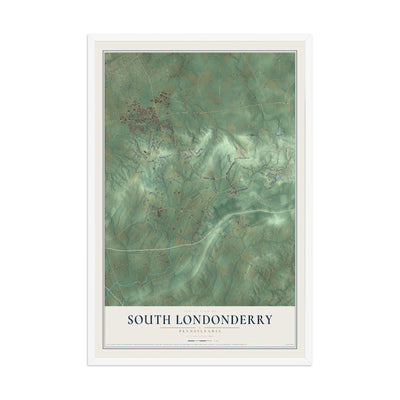 Map of South Londonderry, Pennsylvania, 12 x 18 inch print in a white wood frame