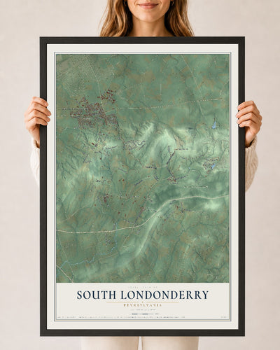 Map of South Londonderry, Pennsylvania, 24 x 36 inch print in a black wood frame