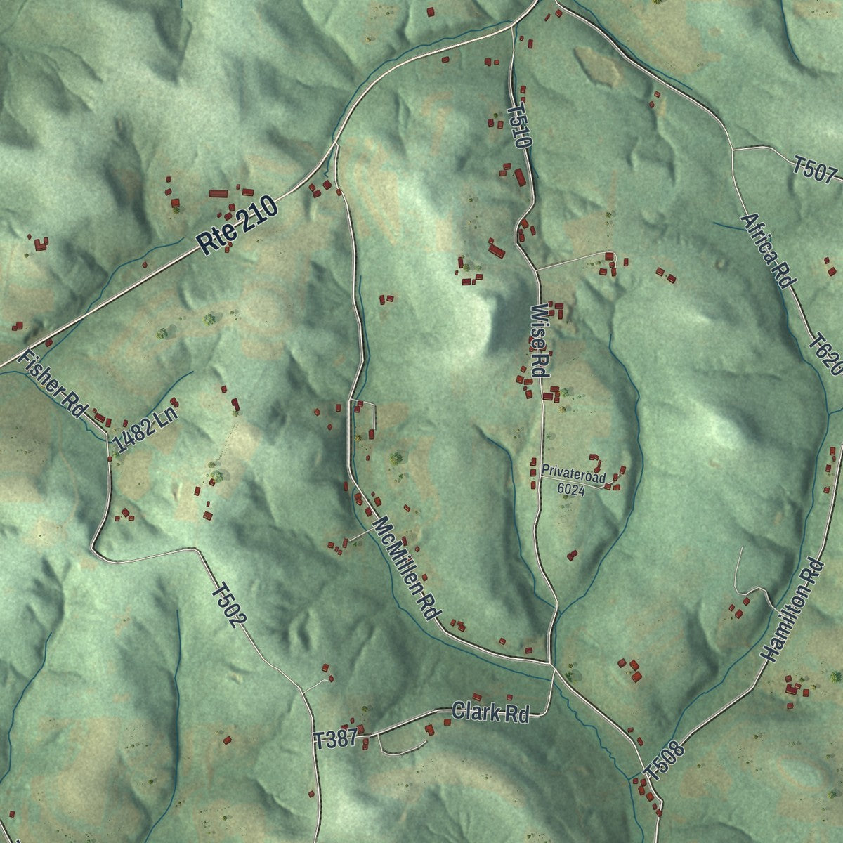 Second close-up of the map of South Mahoning, Pennsylvania print showing more streets and buildings