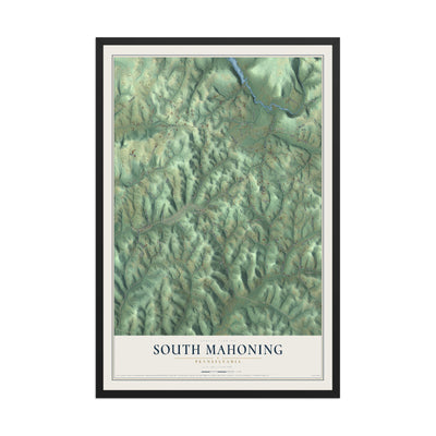 Map of South Mahoning, Pennsylvania, 12 x 18 inch print in a black wood frame