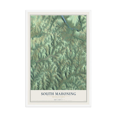 Map of South Mahoning, Pennsylvania, 12 x 18 inch print in a white wood frame