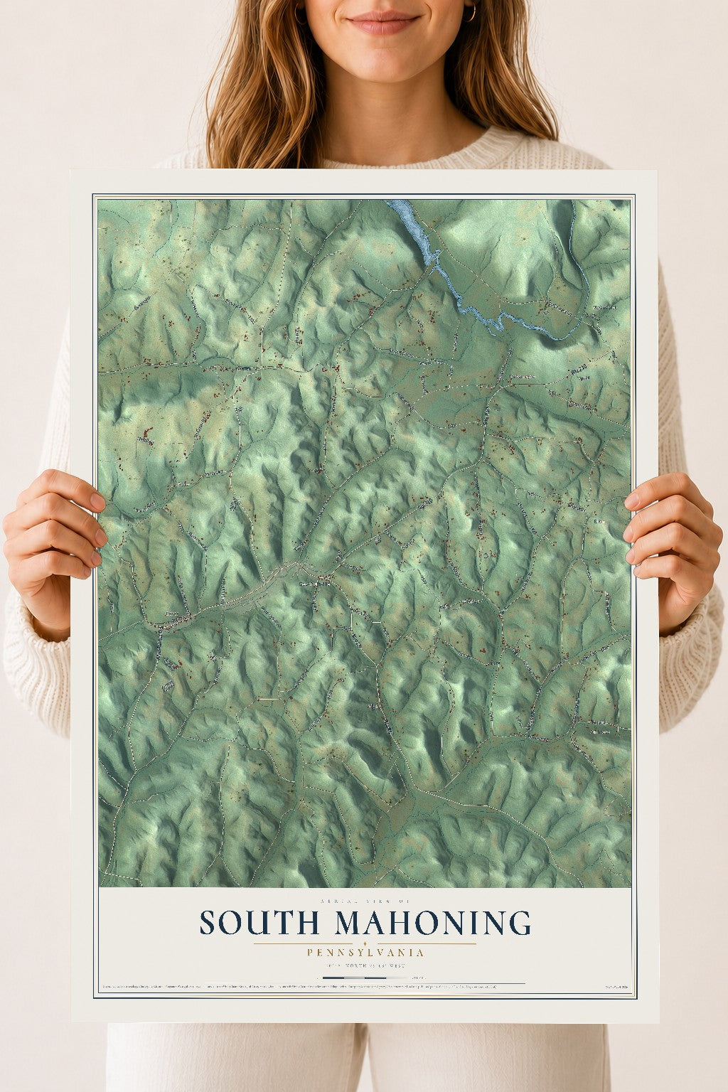 Map of South Mahoning, Pennsylvania, 18 x 24 inch unframed archival matte print