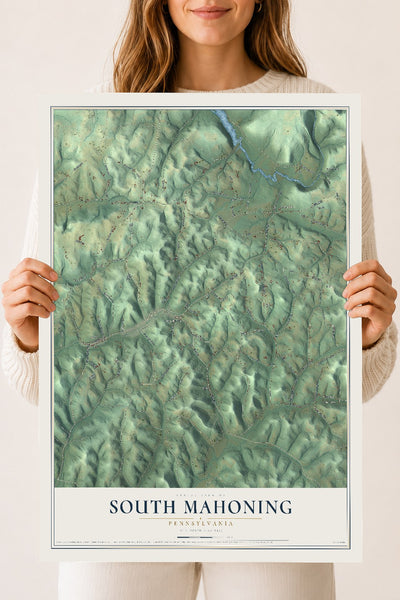 Map of South Mahoning, Pennsylvania, 18 x 24 inch unframed archival matte print