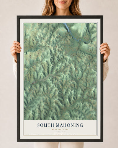 Map of South Mahoning, Pennsylvania, 24 x 36 inch print in a black wood frame