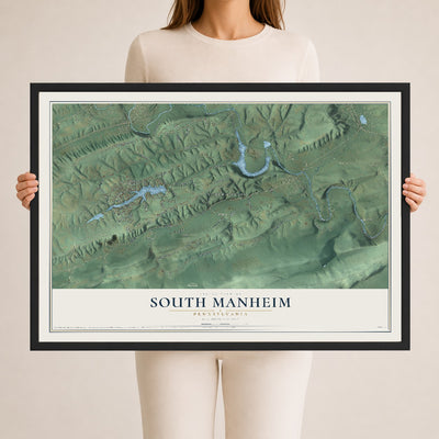 Map of South Manheim, Pennsylvania, 24 x 36 inch print in a black wood frame