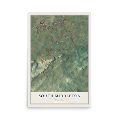 Map of South Middleton, Pennsylvania, 12 x 18 inch unframed archival matte print