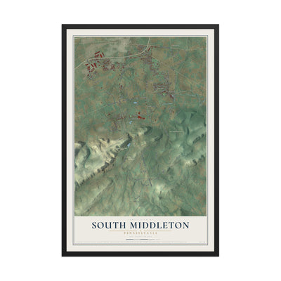 Map of South Middleton, Pennsylvania, 12 x 18 inch print in a black wood frame