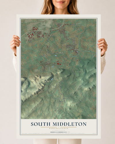 Map of South Middleton, Pennsylvania, 24 x 36 inch unframed archival matte print