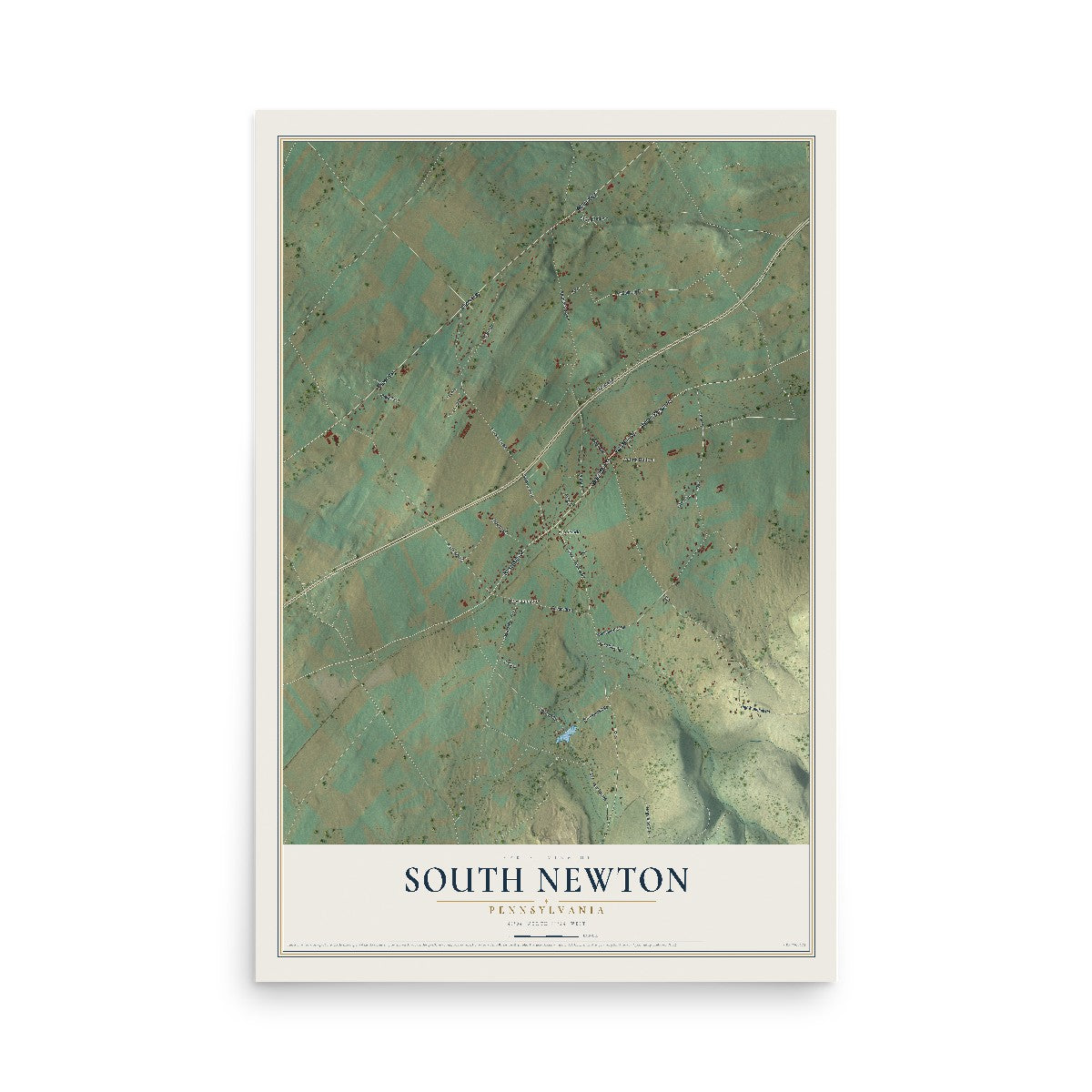 Map of South Newton, Pennsylvania, 12 x 18 inch unframed archival matte print