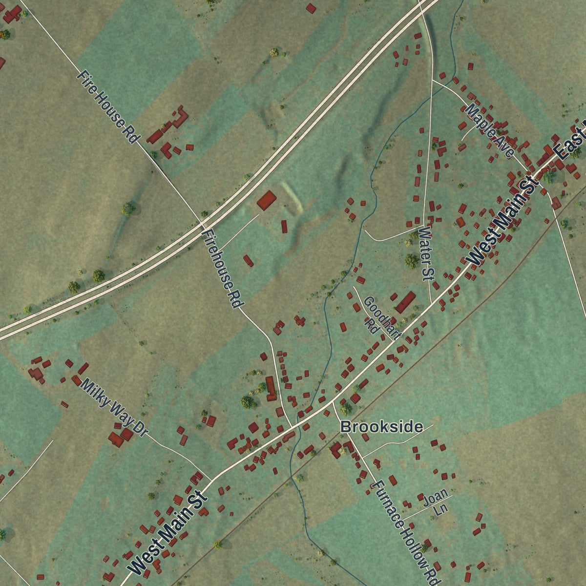 Second close-up of the map of South Newton, Pennsylvania print showing more streets and buildings