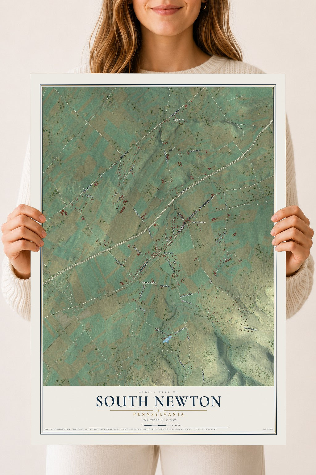 Map of South Newton, Pennsylvania, 18 x 24 inch unframed archival matte print