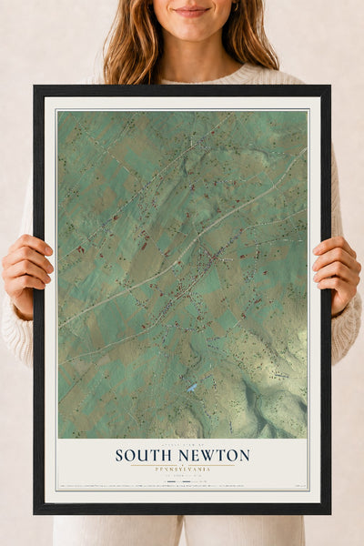 Map of South Newton, Pennsylvania, 18 x 24 inch print in a black wood frame
