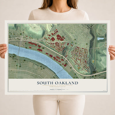 Map of South Oakland, Pennsylvania, 18 x 24 inch unframed archival matte print